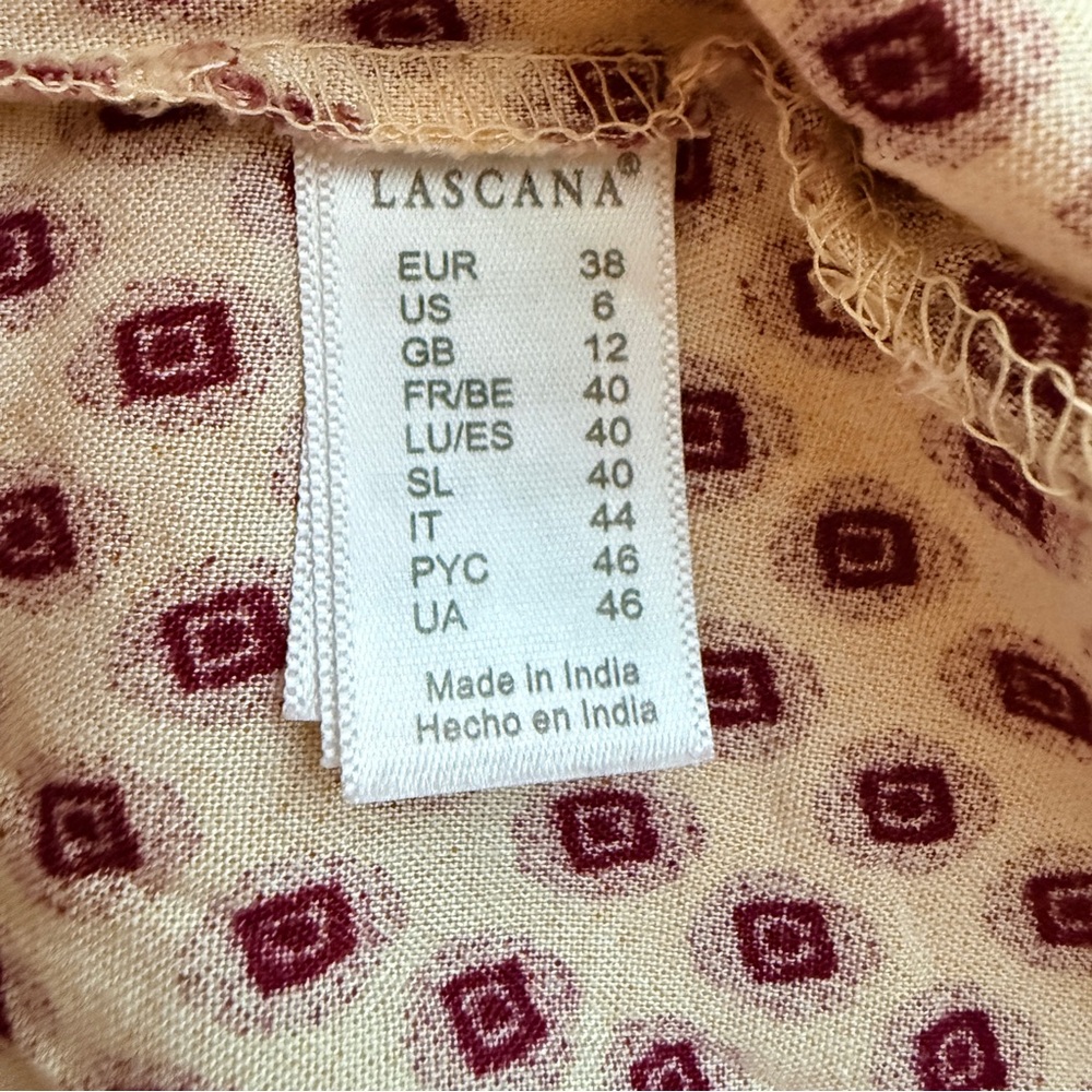 Lascana | Chic Maroon Patterned Blouse, 3/4 Sleeves - Picture 7 of 8